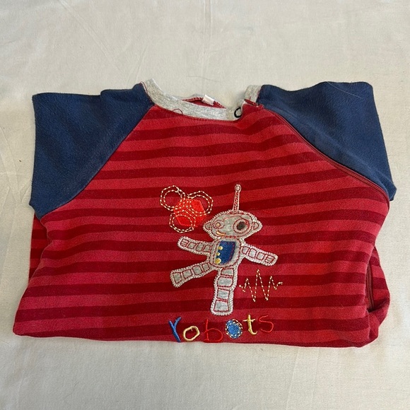 Pekkle Red and Blue robot onesie sleeper with side zipper - Picture 1 of 4